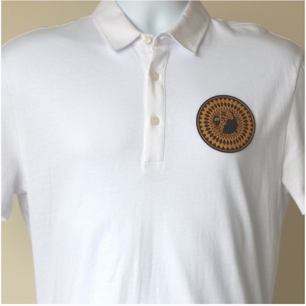 VERSACE COLLECTION V800753S VJ00180 2017 WHITE POLO SHIRT Size: Men’s MED